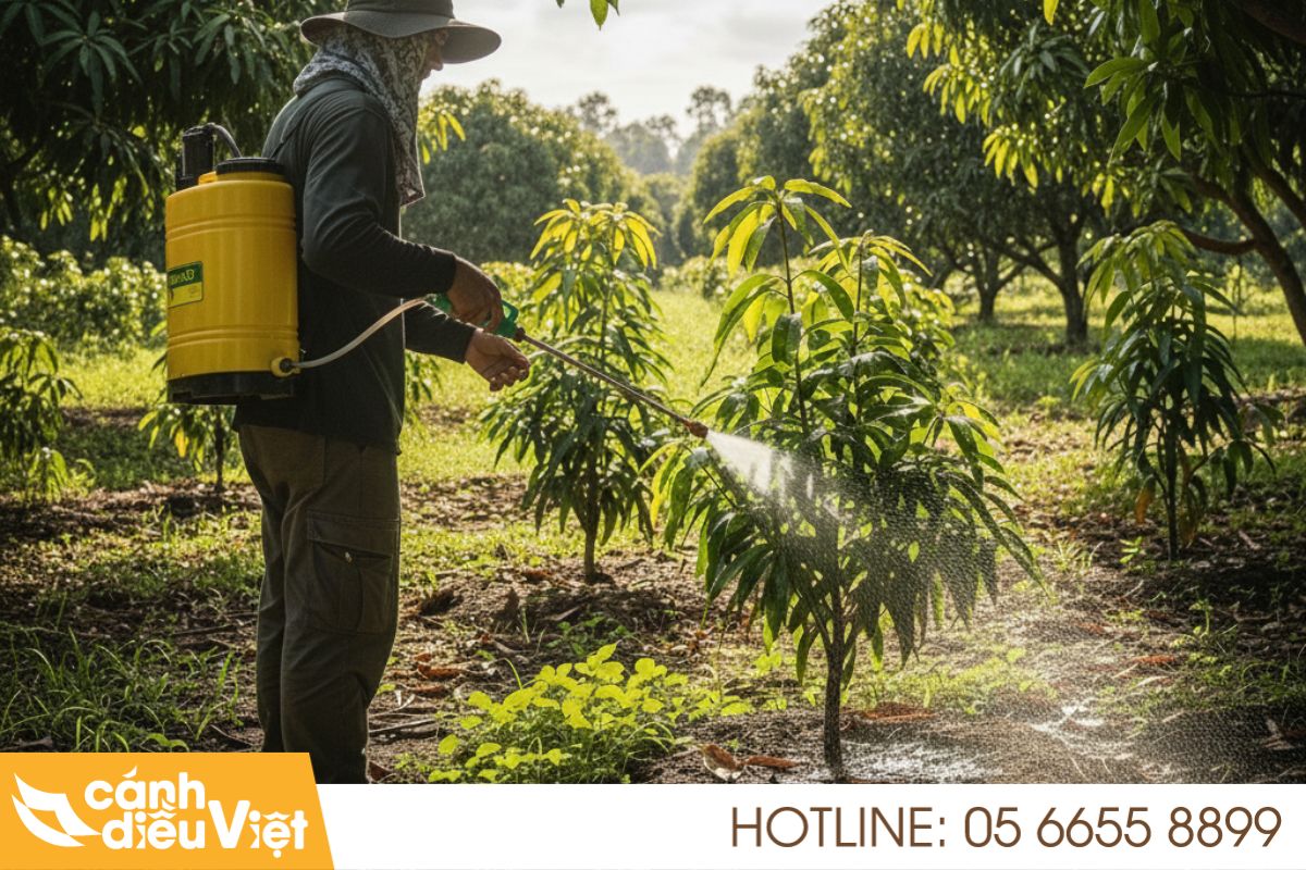 phương pháp phun thuốc trừ sâu cho cây xoài 5 Phun thuốc bằng bình tay