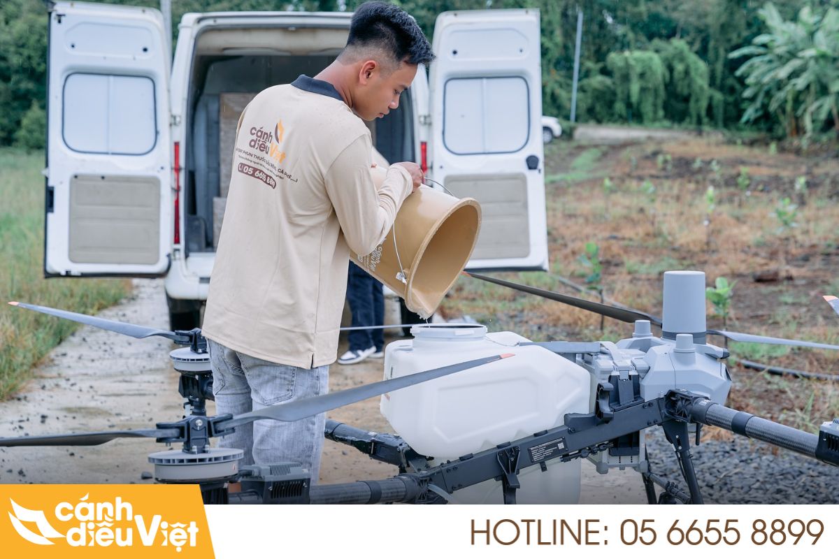 Quy trình phun thuốc bằng máy bay dji t70p cho cây khoai lang