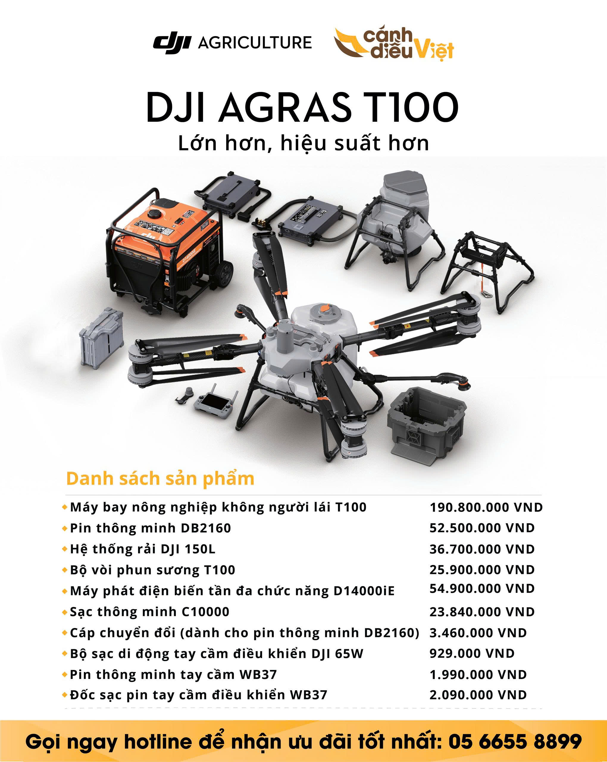 Giá máy bay phun thuốc DJI T100 4 bảng giá máy bay phun thuốc dji t100