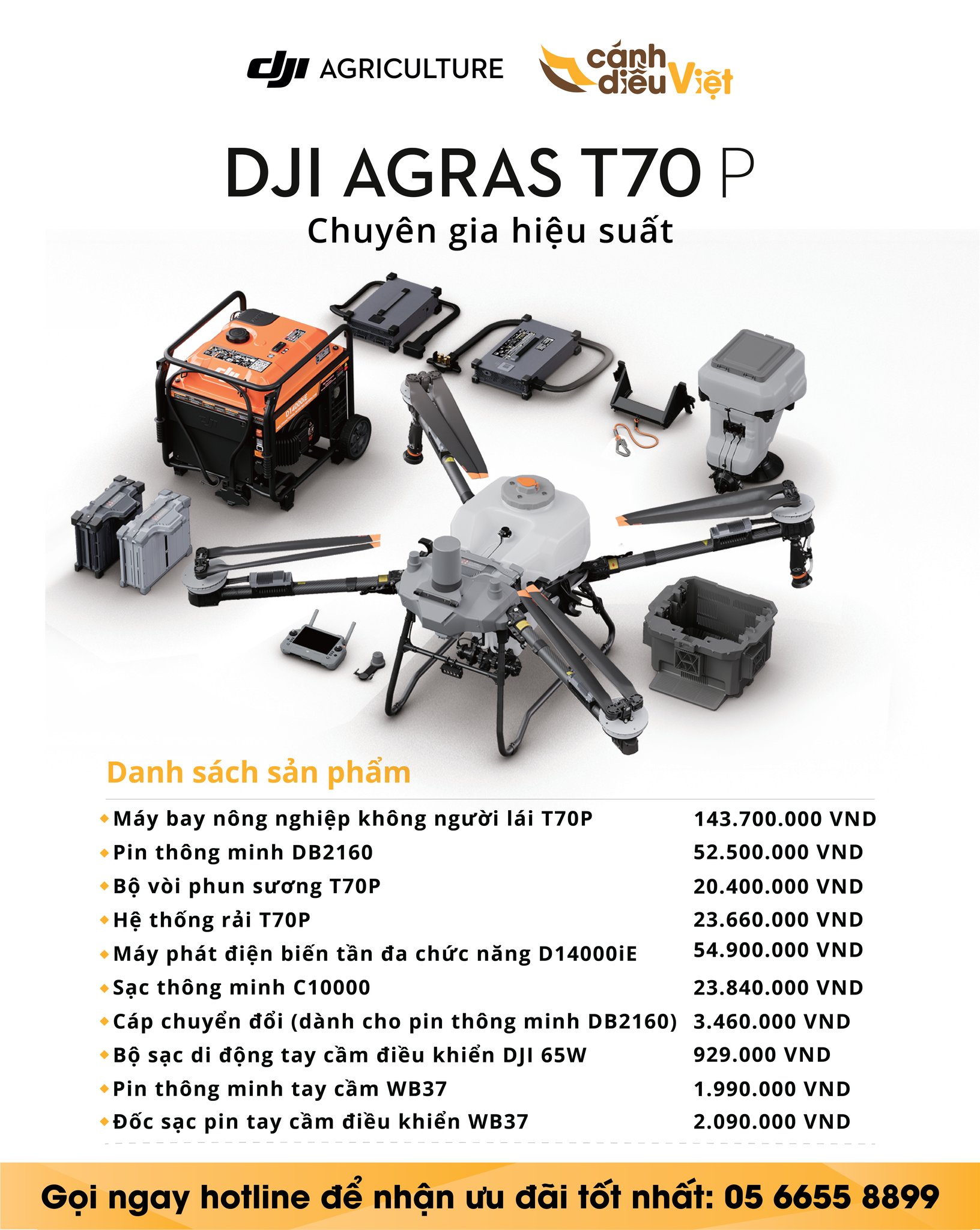 Giá máy bay phun thuốc DJI T70P 4 hình ảnh bảng giá máy bay phun thuốc DJI T70P