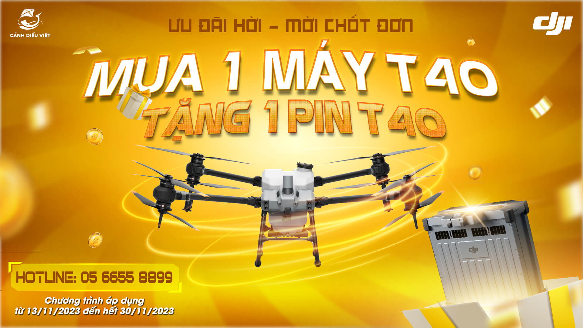 Chương Trình Khuyến Mãi Năm Mới 2024 (New year Promotion) 942 ưu đãi tặng pin dji t40
